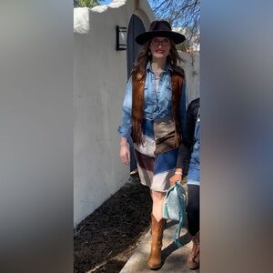 Vintage patchwork denim and corduroy skirt by QPD